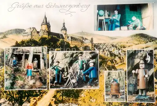 AK / Ansichtskarte  Schwarzenberg__Erzgebirge Weihnachtsberg am Totenstein Schloss Schnitzerverein Teilansichten 