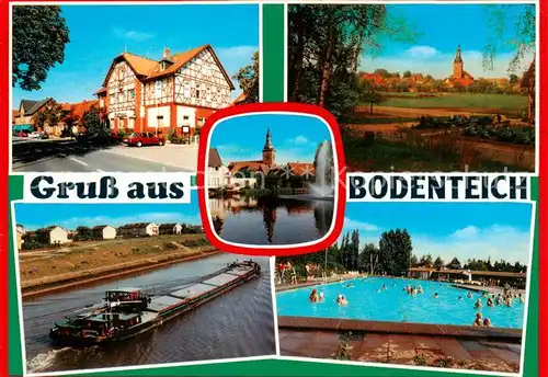 AK / Ansichtskarte  Bodenteich Fachwerkhaus Kirche Frachtschiff Freibad Bodenteich