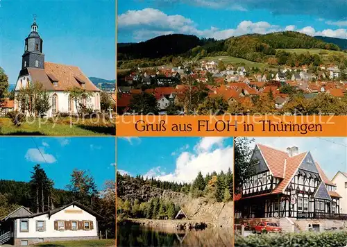 AK / Ansichtskarte 73840176 Floh-Seligenthal Kirche Panorama Waldgaststaette Masskopf Bergsee Ebertswiese Gasthof Hoehnberg Floh-Seligenthal