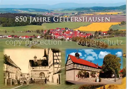 AK / Ansichtskarte  Gellershausen_Hildburghausen Panorama Dorfansicht um 1900 Neu gestalteter Dorfplatz Gellershausen