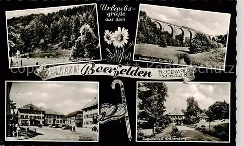 AK / Ansichtskarte 73840189 Beerfelden_Odenwald Waldseebad Wimbaechel Viadukt Metzkeil Jagdschloss Kraehenberg Beerfelden Odenwald