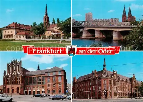 AK / Ansichtskarte  Frankfurt_Oder Gertraudenplatz mit Gertraud Kirche Friedensbruecke Rathaus Postgebaeude Frankfurt Oder