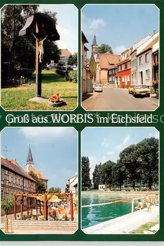 AK / Ansichtskarte Eichsfeld_Duderstadt Am Krankenhaus St Elisabeth Burgstrasse mit ev Kirche Lange Strasse Schwimmbad Eichsfeld_Duderstadt