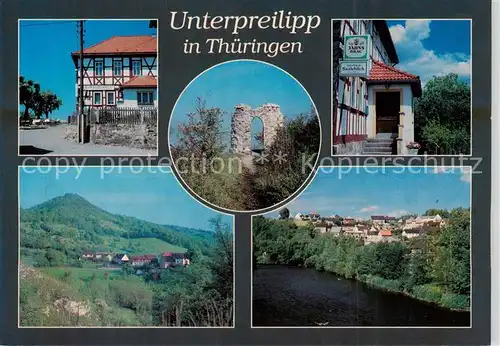 AK / Ansichtskarte Unterpreilipp Gasthaus Saaleblick Preilipper Kuppe Ort mit Preilipper Kuppe Blick von der Saale Unterpreilipp