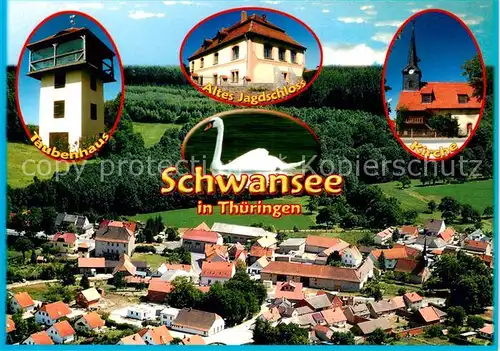 AK / Ansichtskarte Schwansee Taubenhaus Altes Jagdschloss Kirche Panorama Schwansee
