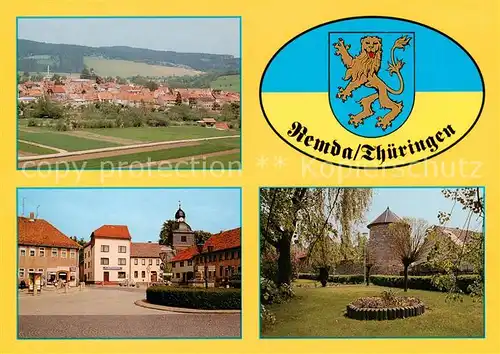 AK / Ansichtskarte Remda Teichel_Thueringen Panorama Marktplatz Schlossturm 