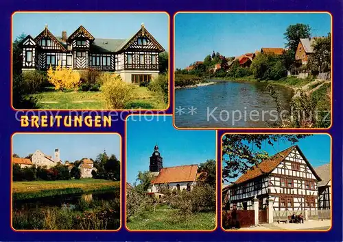 AK / Ansichtskarte Breitungen_Werra Gaststaette Seeblick OT Herrenbreitungen Blick zur Burg Kirche Fachwerkhaus in Frauenbreitungen Breitungen Werra