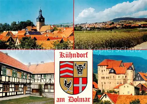 AK / Ansichtskarte Kuehndorf_Suhl Kirche Dolmar Fachwerkhaus Schwarze Ecke Burg Kuehndorf Kuehndorf Suhl