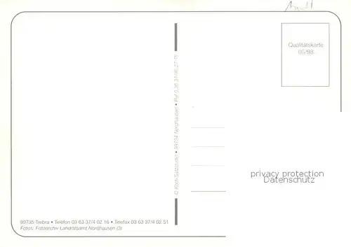 AK / Ansichtskarte Trebra_Sondershausen Fliegeraufnahme Fachwerkhaus Fenster Kirche Trebra Sondershausen