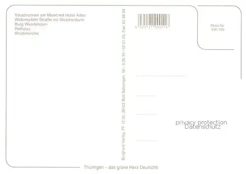 AK / Ansichtskarte Vacha Vitusbrunnen am Markt Widemarkter Strasse Storchenturm Burg Wendelstein Rathaus Klosterkirche Vacha