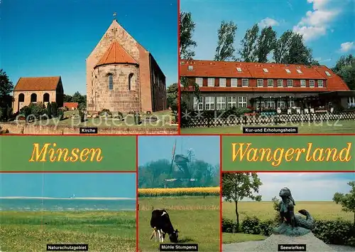 AK / Ansichtskarte Minsen Kirche Kur und Erholungsheim Naturschutzgebiet Muehle Stumpens Seewiefken Minsen