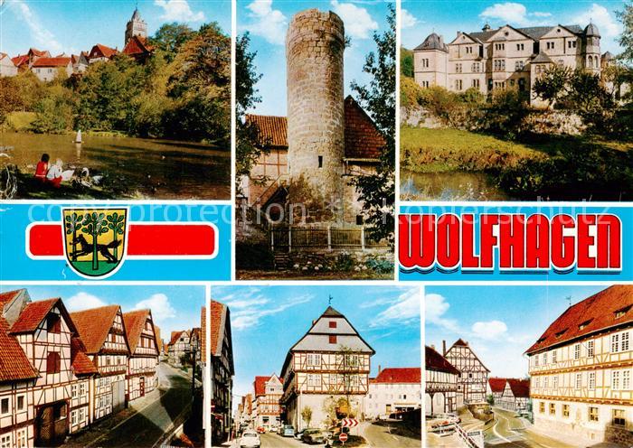 AK / Ansichtskarte Wolfhagen Panorama Burgturm Schloss Fachwerkhaeuser