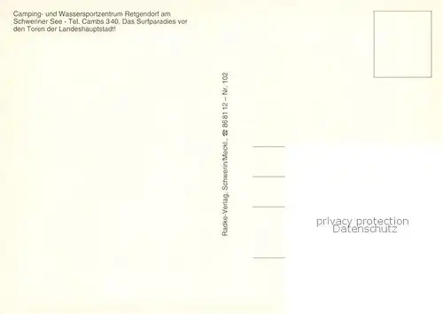 AK / Ansichtskarte Retgendorf Campingplatz am Schweriner See Strand Surfer Retgendorf