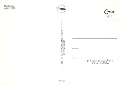 AK / Ansichtskarte Plau_See Hubbruecke Plau_See