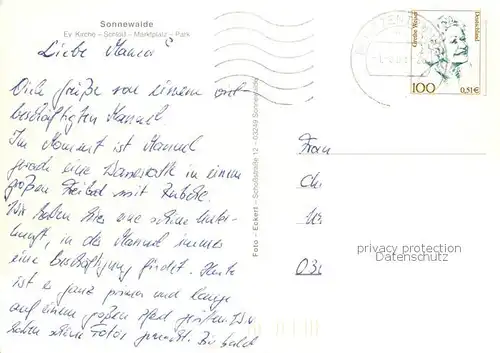 AK / Ansichtskarte Sonnewalde Ev Kirche Schloss Marktplatz Park Sonnewalde