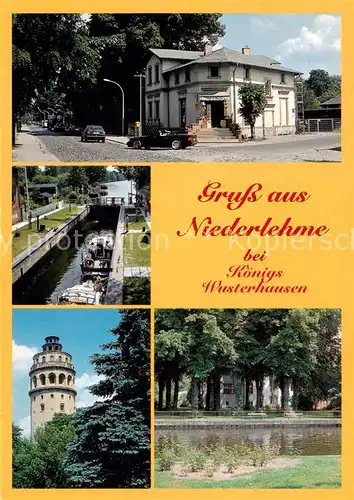 AK / Ansichtskarte Niederlehme Fr Ebert Strasse Schleuse Neue Muehle Wasserturm Dahmeblick mit Schwangeren Erholungsheim Niederlehme