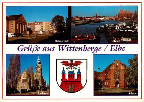 AK / Ansichtskarte Wittenberge_Prignitz Elbepartie Bahnstrasse Hafen Rathaus Schule Wittenberge Prignitz