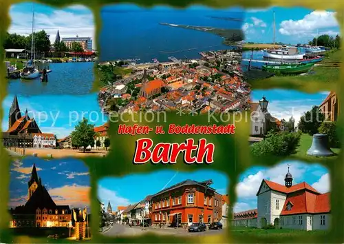 AK / Ansichtskarte Barth_Osteebad Fliegeraufnahme Barther Bodden Hafen Kirchen Markt 