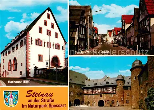 AK / Ansichtskarte Steinau_Spessart Rathaus Brueder Grimm Strasse Schlosshof Steinau Spessart