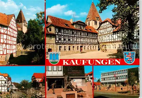 AK / Ansichtskarte Kaufungen_Hessen Schloss Fachwerkhaeuser Buergerhaus Rathaus Kaufungen Hessen