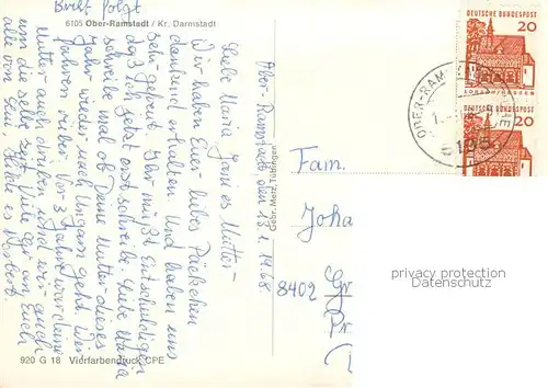 AK / Ansichtskarte Oberramstadt Schwimmbad Panorama Rathaus Kirche  Oberramstadt