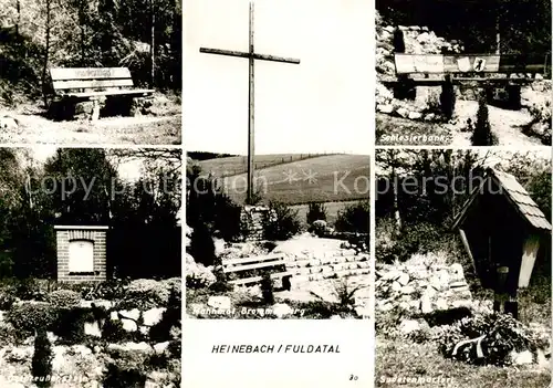 AK / Ansichtskarte Heinebach Parkbank Ostpreussenstein Mahnmal Schlesierbank Sudetenmarterl Heinebach