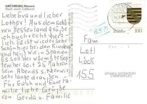 AK / Ansichtskarte Gruenberg__Hessen Marktplatz Brunnen Kirche Fachwerkhaeuser 