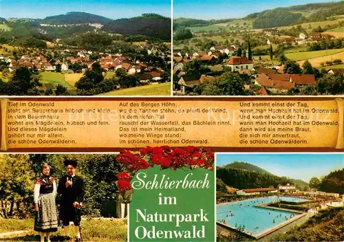 AK / Ansichtskarte Schlierbach_Lindenfels_Odenwald Panorama Trachten Freibad Schlierbach_Lindenfels