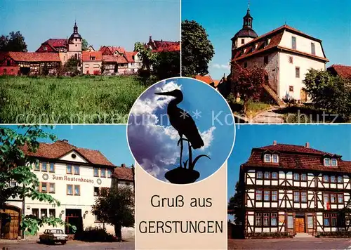 AK / Ansichtskarte Gerstungen Panorama Kirche Gaststaette Zum Rautenkranz Markt Apotheke Gerstungen