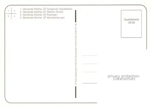 AK / Ansichtskarte Werther_Nordhausen Guenzenrode Sozialstation Werther Schloss Puetzingen Kleinwechsungen Werther Nordhausen