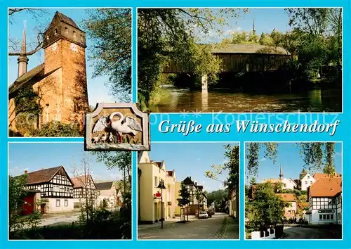 AK / Ansichtskarte Wuenschendorf__Elster Kirche Bruecke Strassenpartien 