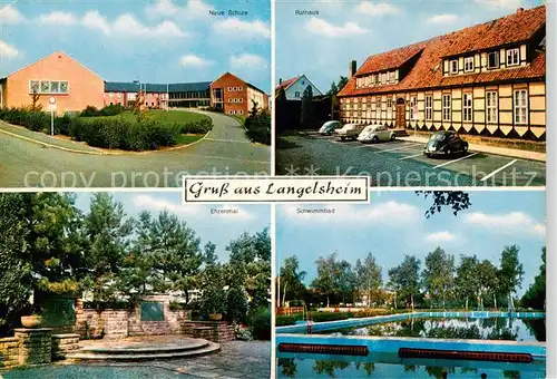 AK / Ansichtskarte 73840449 Langelsheim Neue Schule Rathaus Ehrenmal Schwimmbad Langelsheim