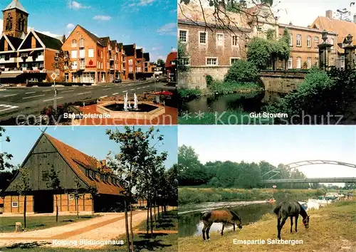 AK / Ansichtskarte  Salzbergen Bahnhofstrasse Gut Stovern Kolping Bildungshaus Emspartie Salzbergen Salzbergen