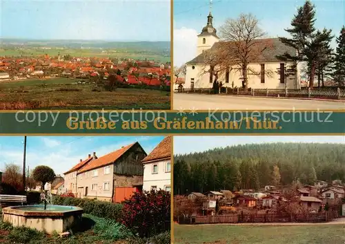 AK / Ansichtskarte 73840475 Graefenhain Totalansicht Kirche Gemeindeamt Bungalowsiedlung 