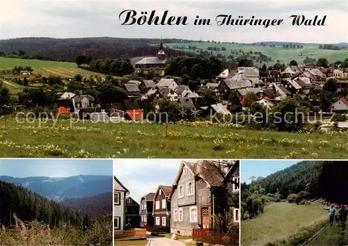 AK / Ansichtskarte  Boehlen_Thueringen Ortsansicht mit Kirche Landschaftspanorama Thueringer Wald Ortsmotiv Boehlen_Thueringen