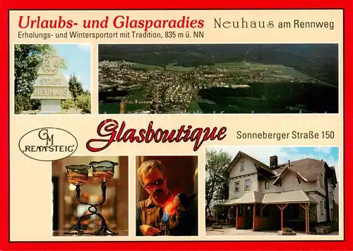 AK / Ansichtskarte 73840518 Neuhaus_Rennweg Panorama Luftbild Glasboutique Original Thueringer Glaskunst Neuhaus Rennweg