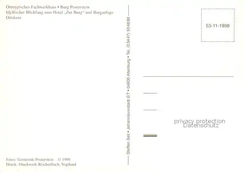 AK / Ansichtskarte  Posterstein Fachwerkhaus Burg Hotel zur Burg Ortskern Posterstein