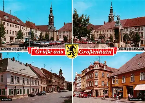 AK / Ansichtskarte  Grossenhain_Sachsen Markt Marienkirche Diana-Brunnen Kirchplatz Frauenmarkt Grossenhain Sachsen