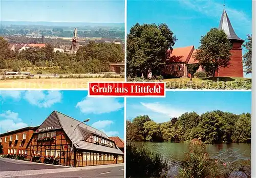 AK / Ansichtskarte Hittfeld Panorama Kirche Spielbank Teich Hittfeld