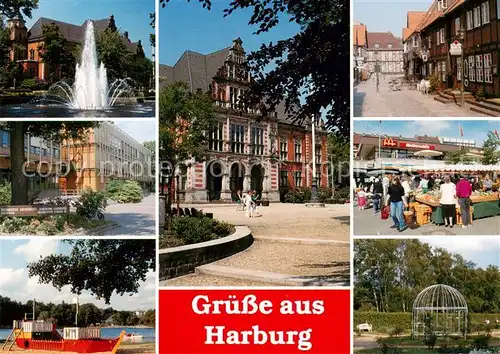 AK / Ansichtskarte Harburg_Elbe_Hamburg Fontaene Ortsansichten Schloss Markt 