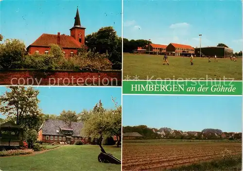 AK / Ansichtskarte Himbergen_Goehrde Kirche Fussballplatz Panorama Himbergen Goehrde
