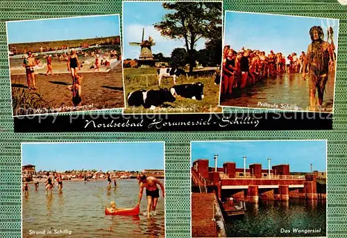 AK / Ansichtskarte Schillig_Horumersiel Wellenbad Muehle Stumpens Priltaufe Schillig Strand Das Wangersiel 