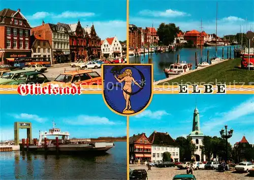 AK / Ansichtskarte Glueckstadt Strassenpartie Schleuse Marktplatz Bootsliegeplatz Glueckstadt