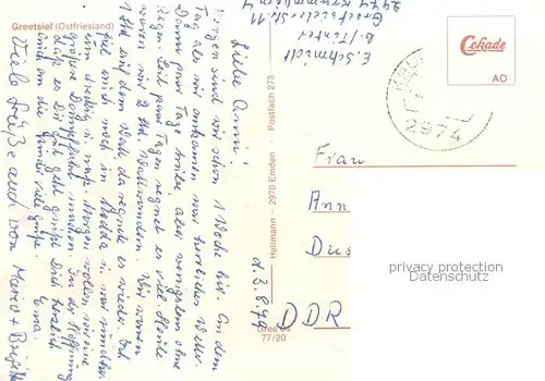 AK / Ansichtskarte Greetsiel Fischerhafen Greetsiel