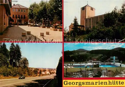 AK / Ansichtskarte Georgsmarienhuette Roter Platz mit Rathaus Hl Geist Kirche Schwimmbad Georgsmarienhuette