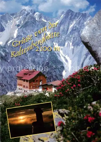 AK / Ansichtskarte Stuben__Vorarlberg_Tirol_AT Kaltenberghuette Alpenflora Alpen Sonnenuntergang 