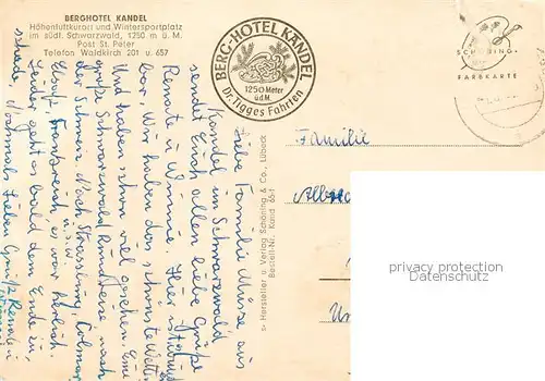 AK / Ansichtskarte St_Peter_Schwarzwald Berghotel Kandel Panorama Hoehenluftkurort St_Peter_Schwarzwald