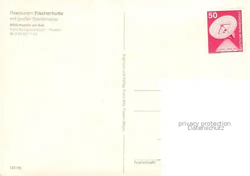 AK / Ansichtskarte Hopfen_See Restaurant Fischerhuette Ansicht vom See aus Windsurfen Hopfen_See