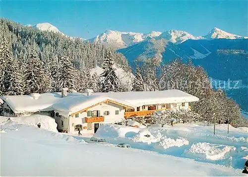 AK / Ansichtskarte Ramsau_Berchtesgaden Berggasthof Pension Zipflhaeusl genannt Sahnegletscher Winterpanorama Alpen Ramsau Berchtesgaden