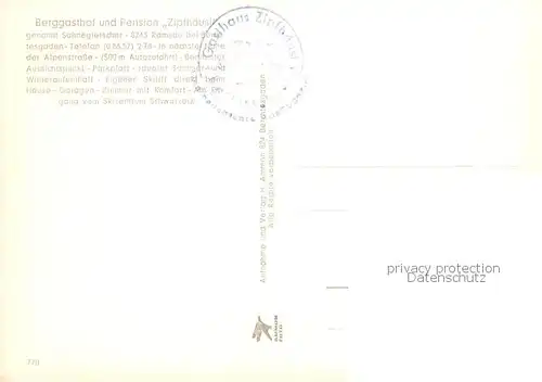AK / Ansichtskarte Ramsau_Berchtesgaden Berggasthof Pension Zipflhaeusl genannt Sahnegletscher Winterpanorama Alpen Ramsau Berchtesgaden